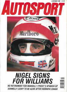 AUTOSPORT 1990 OCT 04 - NIGEL, ALAIN PROST, WIN PERCY, DONNELLY, BARRICHELLO